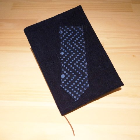 藍染 藍印花布　手帳ブックカバー　ドット柄　文庫本サイズ