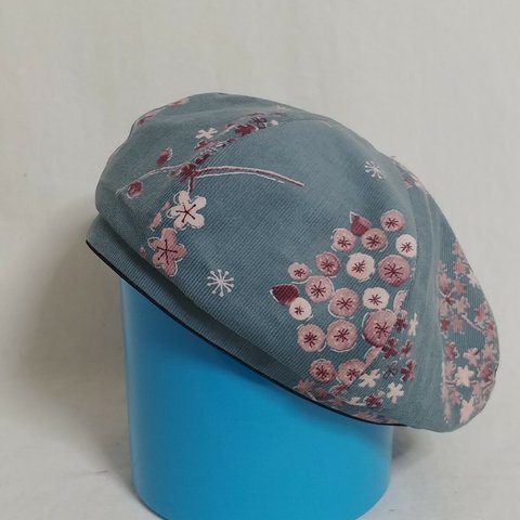 セール！花柄コーデュロイベレー帽　５０