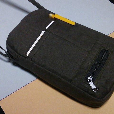 ④【両面ポケット.ファスナー&ペン挿付】 7インチ&スマホsize タブレットポシェット.タブレットポーチ※スマホポシェット.カード.小銭入れ.タブレットケース.長財布.マルチポーチ.ボディーバッグ