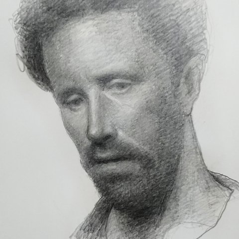 「顔」鉛筆デッサン 　肖像画オーダー制作可　