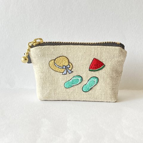 刺繍 ミニミニピルポーチ  夏って