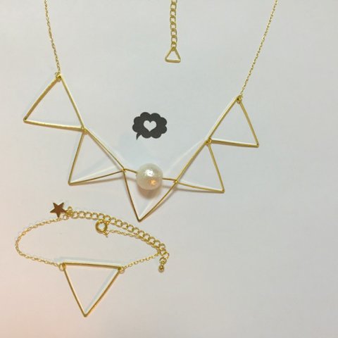 triangle necklace & bracelet