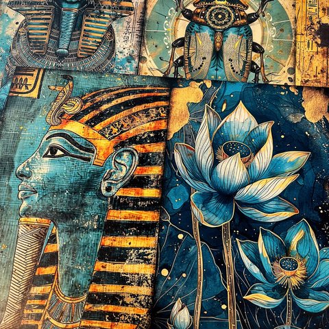 Egypt 神の墓 エジプト　素材紙　 コラージユ　デザインペーパー （M）