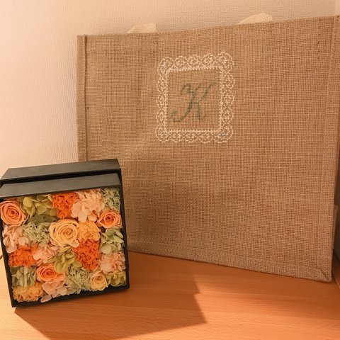 【受注制作＊ジュートバッグ】イニシャル刺繍✳︎サマーバッグ✳︎エコバッグ