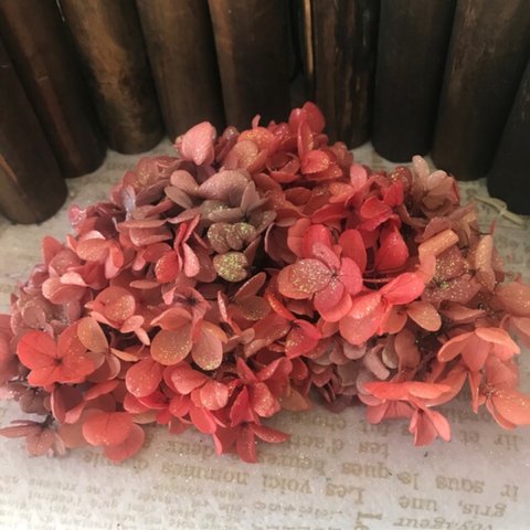 モミジバイカラー紅葉キラキラオーロラアジサイ小分け❣️ハーバリウム花材プリザーブドフラワー