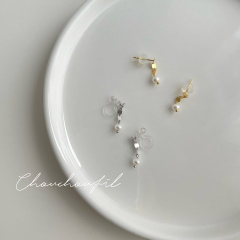 petit swing pearl earring ｜2color