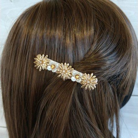 カボションフラワーヘアクリップ