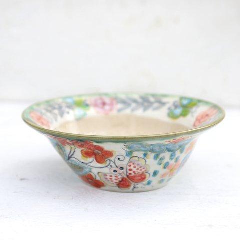 花と蝶絵のリムbowl（大）