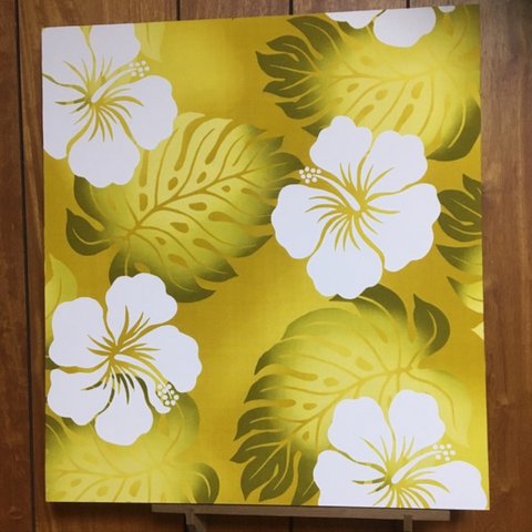 ハワイアン☆木製ファブリックパネル♪レモンイエロー50