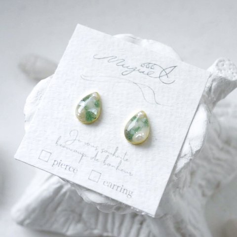 ᴺᴱᵂ𖤐天然石淡水パールしずく Pierce／earring 金属アレルギー対応 秋 冬