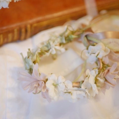 【 flower crown】💗野山に咲く小さなお花のヘッドドレス  ひのきやクラウン(カチューシャ、つけ襟、花かんむり)