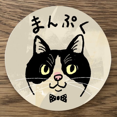 屋外使用OK★２枚セット★【ハチワレ（名入れOK）】猫のステッカー