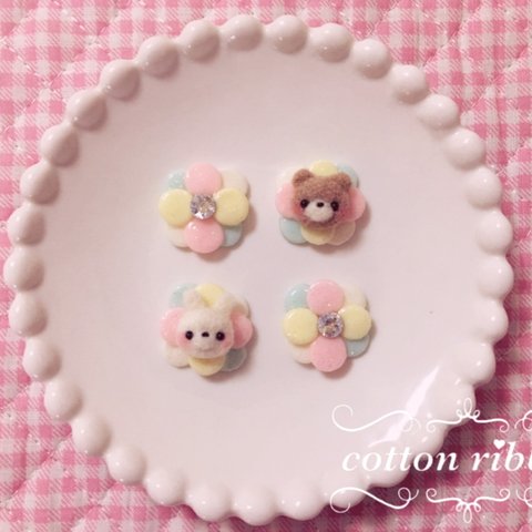 ♡　あにまる お花（パステル）　⋈　ピアス　♡