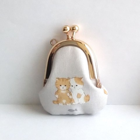 小さいがま口：豆姫：ちっちゃいがま口：littlie purse 404：かわいいがまぐち：小さな財布：猫,ネコ,おやつ,cat