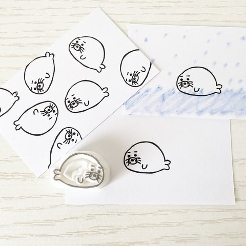 アザラシの消しゴムはんこ　