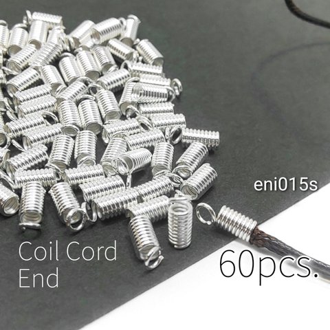 約60個 内径約1.5mm　コイルオコシ ☆ カシメ・留め具☆シルバー色【eni015s】