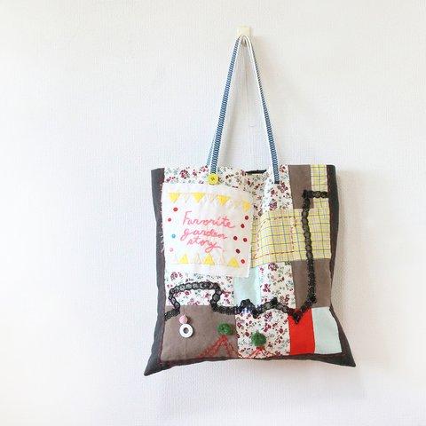 ことば刺繍トート「Favorite garden story 2」