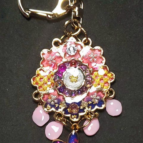 《桜 ～明から宵～》【UVレジン】【キーホルダー】