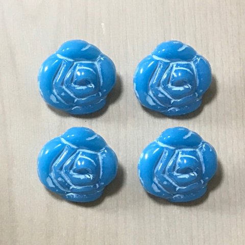 ●25㎜● RETRO BLUE FLOWER BUTTON CABOCHONS PARTS