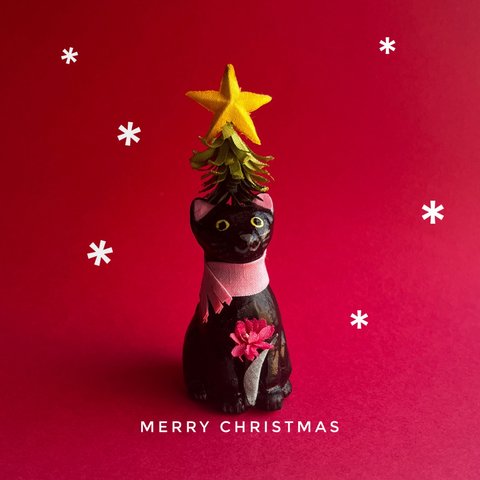 クリスマスツリーのマフラー黒猫☆