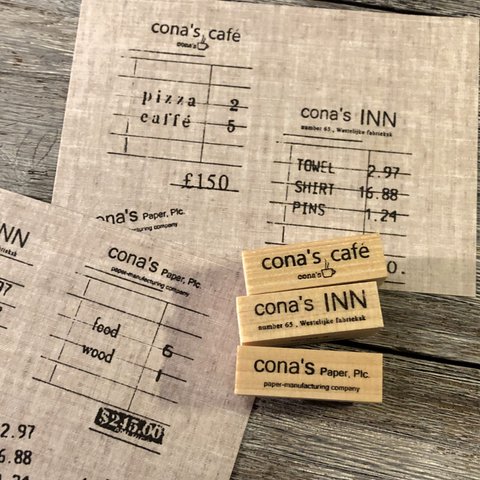 [3個セット] レシートのお供 ストアロゴ③ cona's café & cona's INN & cona's Paper, Plc. ナチュラルver. - Store logo③ Natural