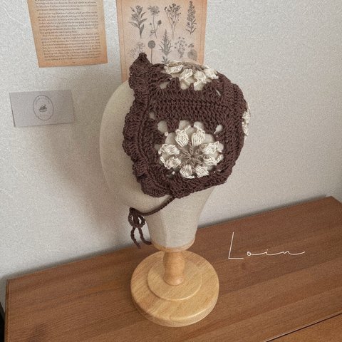 ひらひらbonnet ︴brown