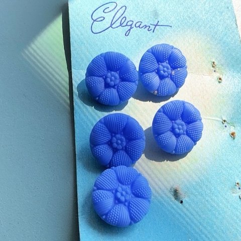 SALE【2コセット】#vintage czech button#チェコビーズ#チェコボタン　flower18㍉　cone flower blue 一体型