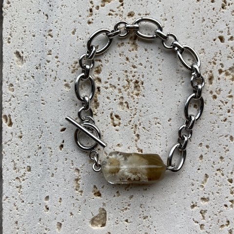 stone bracelet【silver×olive】