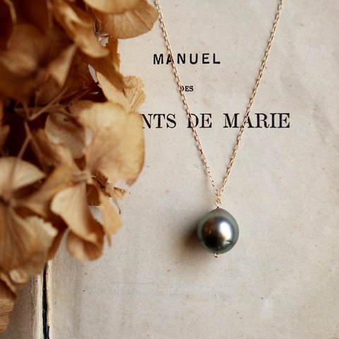 【K18】大粒 南洋真珠の一粒ネックレス ＊6月誕生石