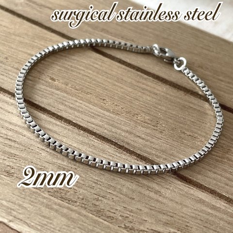 ＊2mm ベネチアンチェーン ステンレスブレスレット＊金属アレルギー対応/ユニセックス