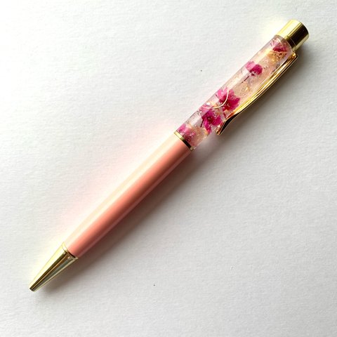 ꕤ Clear Pink ꕤ ハーバリウムボールペン サーモンピンク（替え芯付き）