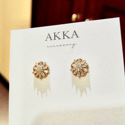 14kgp◆Morokkan bijou earrings モロッカンビジューイヤリング　　　　　　　花フラワー一粒小さめオフィス大人可愛いミニ痛くない樹脂イヤリング樹脂ピアス金属アレルギー