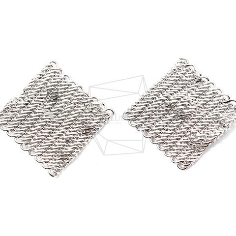 ERG-1245-R【2個入り】メッシュスクエアペンダント,Mesh Square Pendant