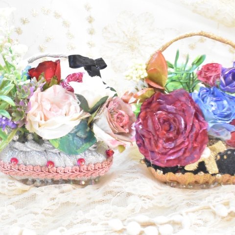 エレガントなFlower basket  神秘的なFlower basket  ２点セット　　敬老の日　お祝い　お誕生日　『いい夫婦の日』