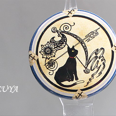 【射手座】黒猫メヘンディ缶バッチ(38mm)◎送料込み◎