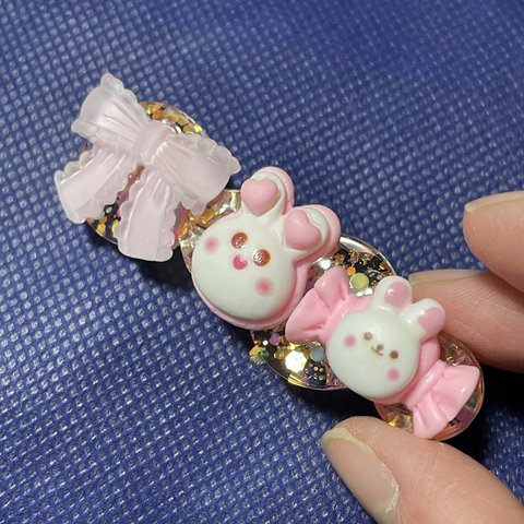 リボンとお菓子うさぎクリップ