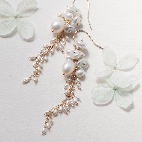 white flower#6（ピアス（14kgf）／イヤリング）