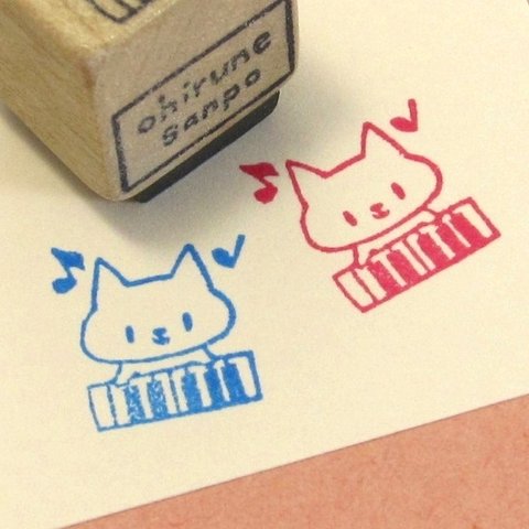 ねこ 習い事シリーズ ピアノ(？)・ゴム版はんこ