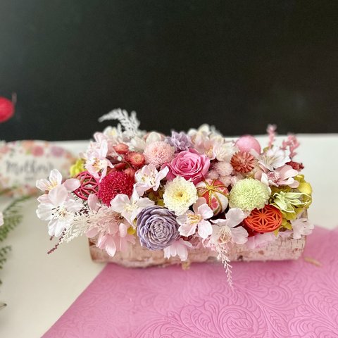 ご結婚・出産お祝い♡白樺アレンジ プリザーブドフラワー  