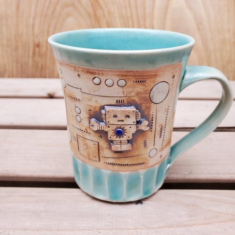 [受注生産]ロボット付きコーヒーカップ(トルコ青)