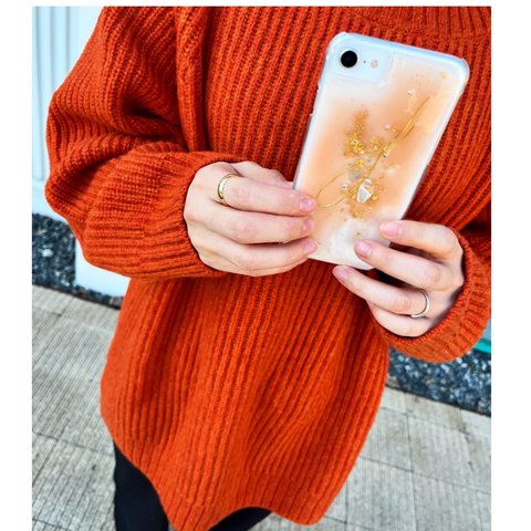【柑橘】iPhoneケース　スマホケース　クリアケース　ニュアンス　くすみ　オレンジ