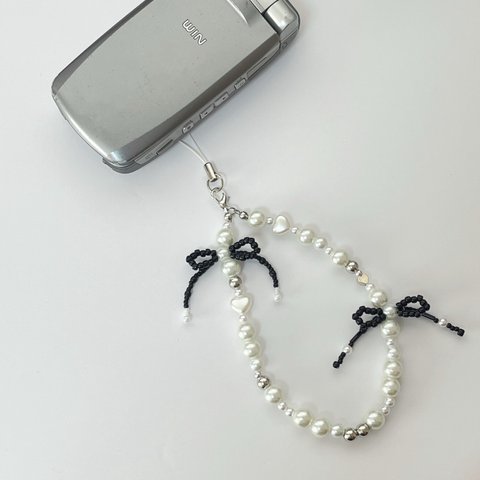 beads strap Câline〈ビーズストラップ〉〈リボンストラップ〉