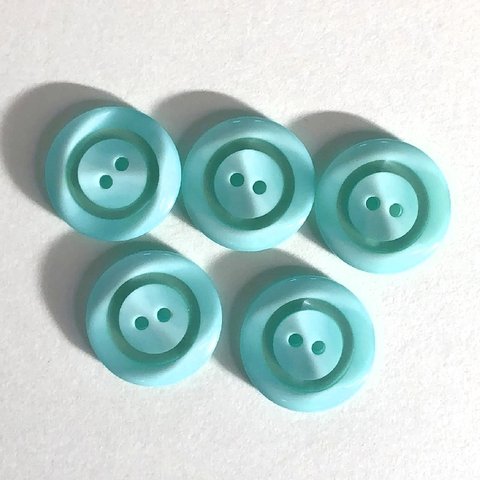 レトロ サークル ボタン ターコイズブルー 17.5mm 5個セット az-103