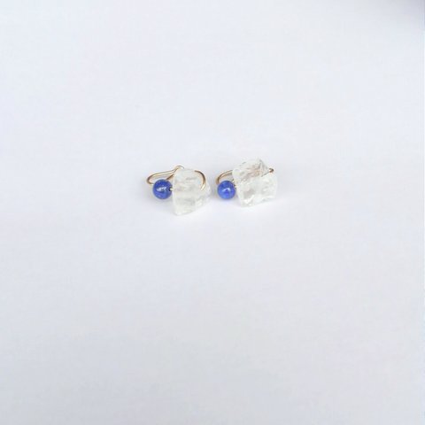 crystal × lapis lazuli : ノンホールピアス(イヤリング)