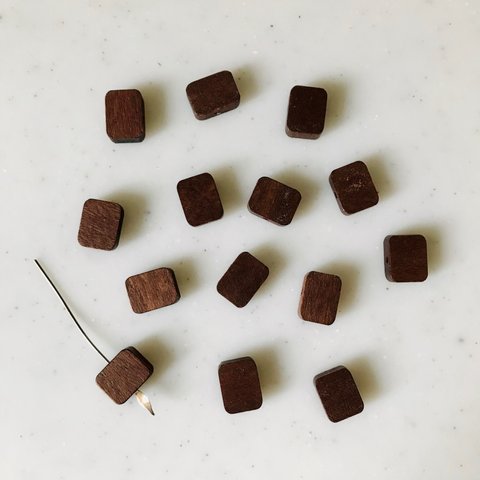 Dark Brown Square Wood Beads