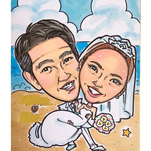 ❤️くっきりタッチ⭐︎可愛い似顔絵オーダー❤️人気‼️ウエルカムボード　結婚祝い　記念日　