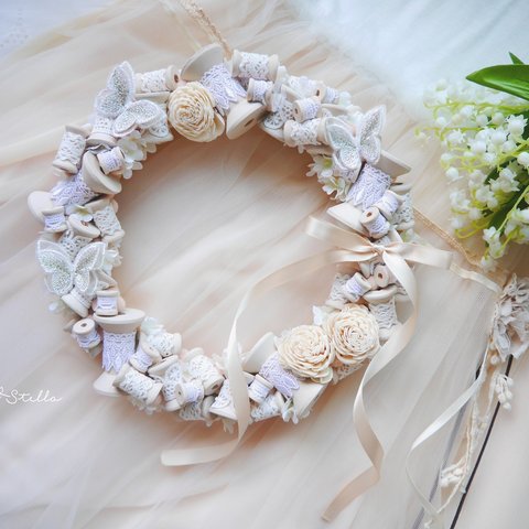 Wreath ***bobbin merletto farfalla WHITE