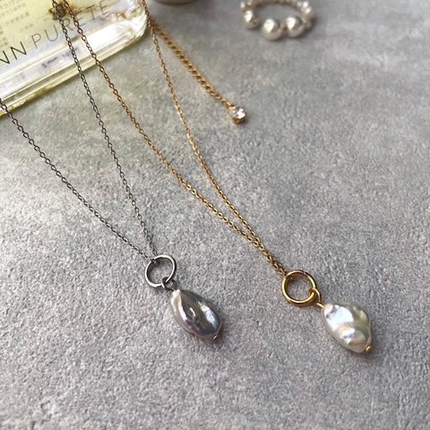 再再販【all サージカルステンレス】 F2566〈gold／silver〉 pearl necklace