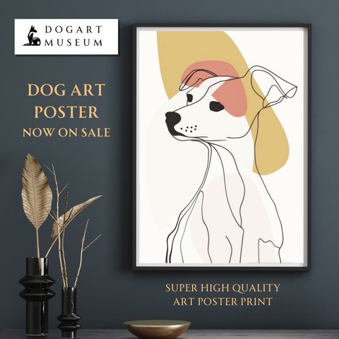 【犬と線 - ジャックラッセルテリア犬 No.1】モダンアートポスター ラインアート 犬の絵 犬の絵画 犬のイラスト