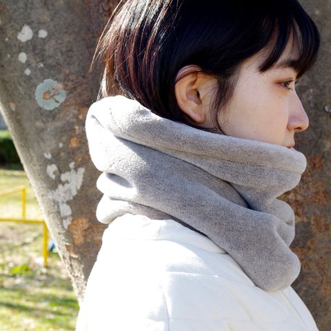 Organic Cotton Fur ヤク混グレージュ　ネックウォーマー【ビッグサイズ】